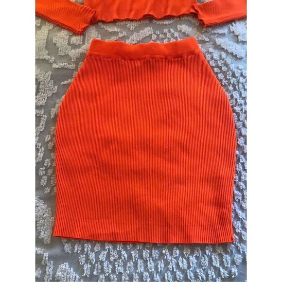 Y2K Adorable Highlighter Orange Two Piece Unit, Top-Size M, Skirt S. dopamine - Picture 4 of 9